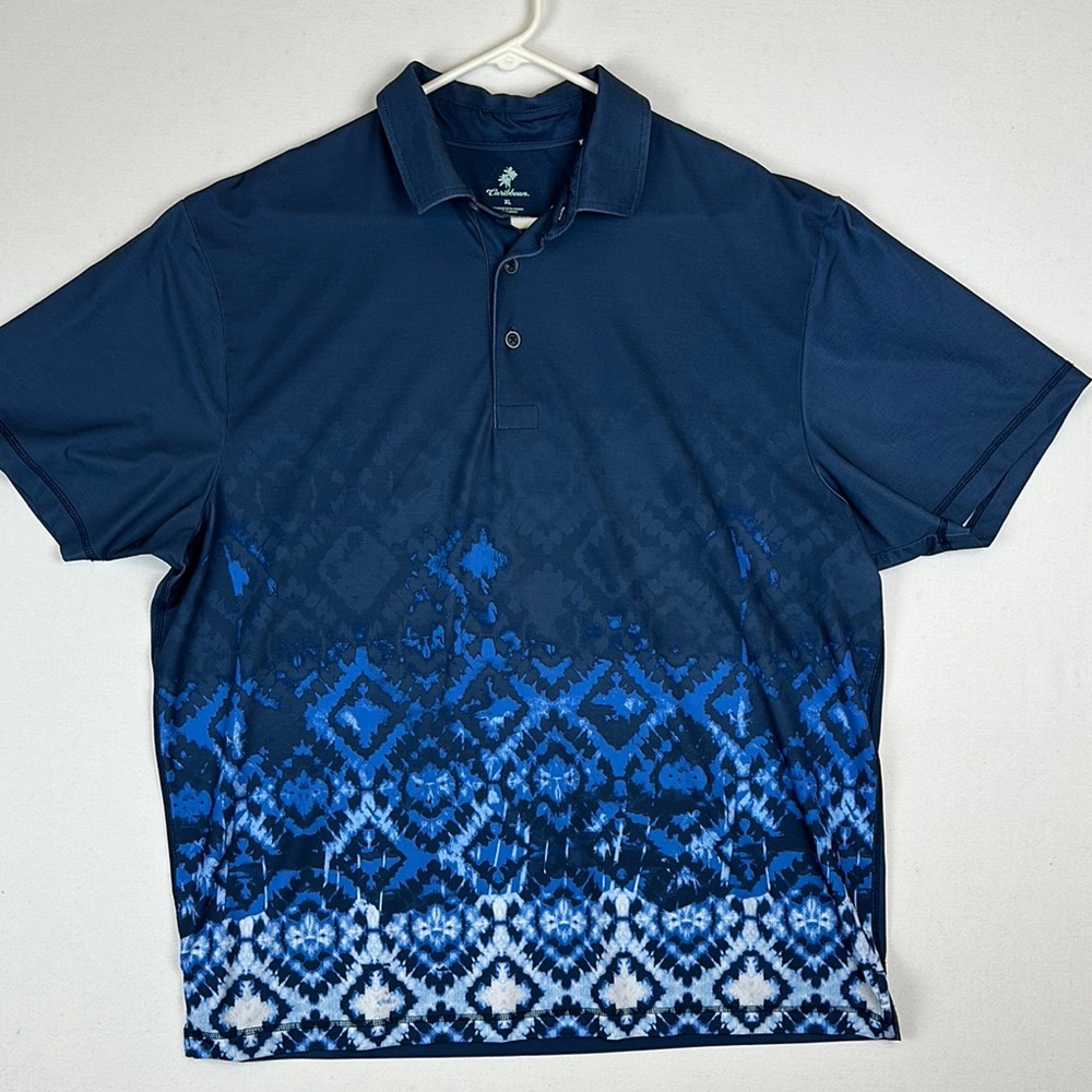 Caribbean Shibori Border Print Polo‎ Golf Athleisure